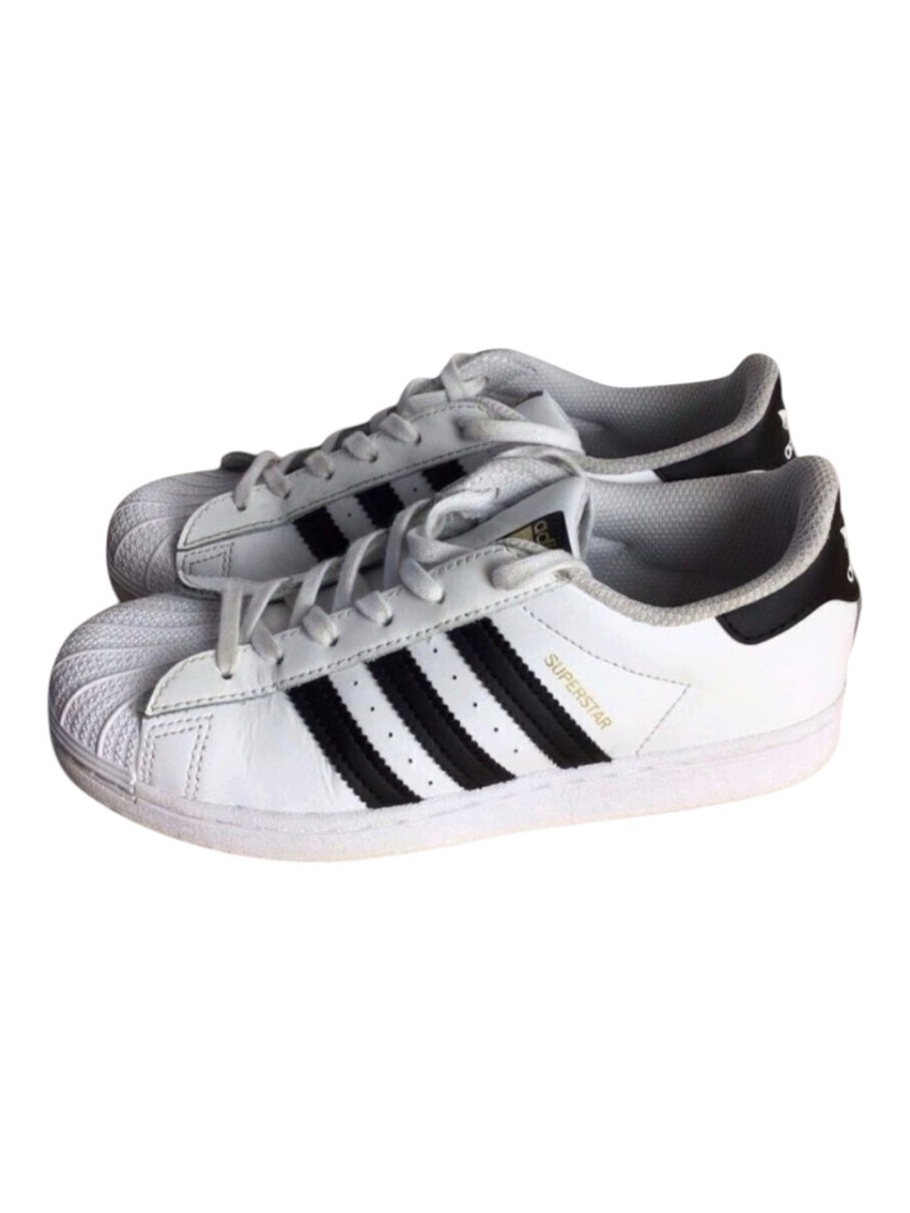 Adidas Superstar Kids White Black Leather Shell Toe Sneakers US 3 Youth
